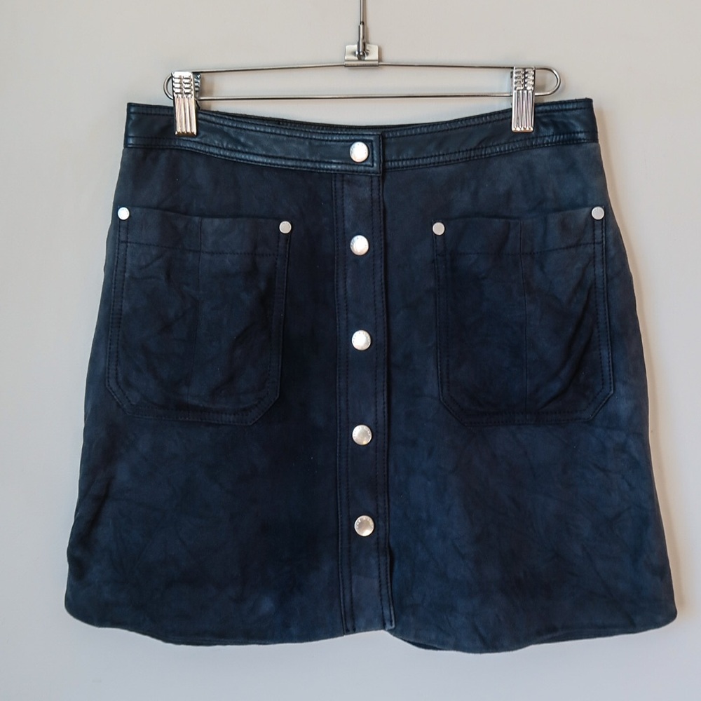 Rag & Bone Navy Button-Front Mini Skirt